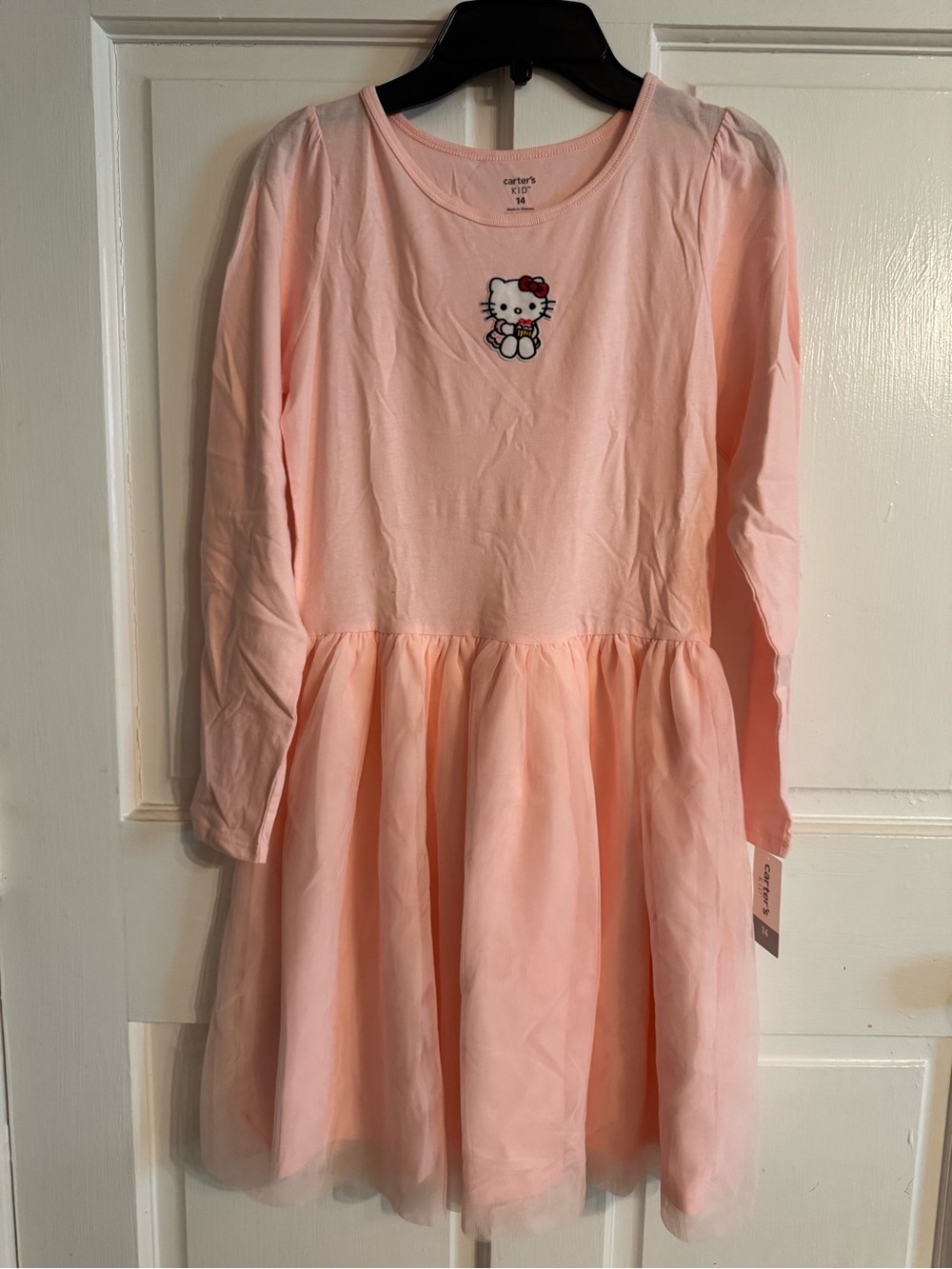 Carter's NWT Girls Pink Tulle Dress with Costumized Hello Kitty patch Sz 14